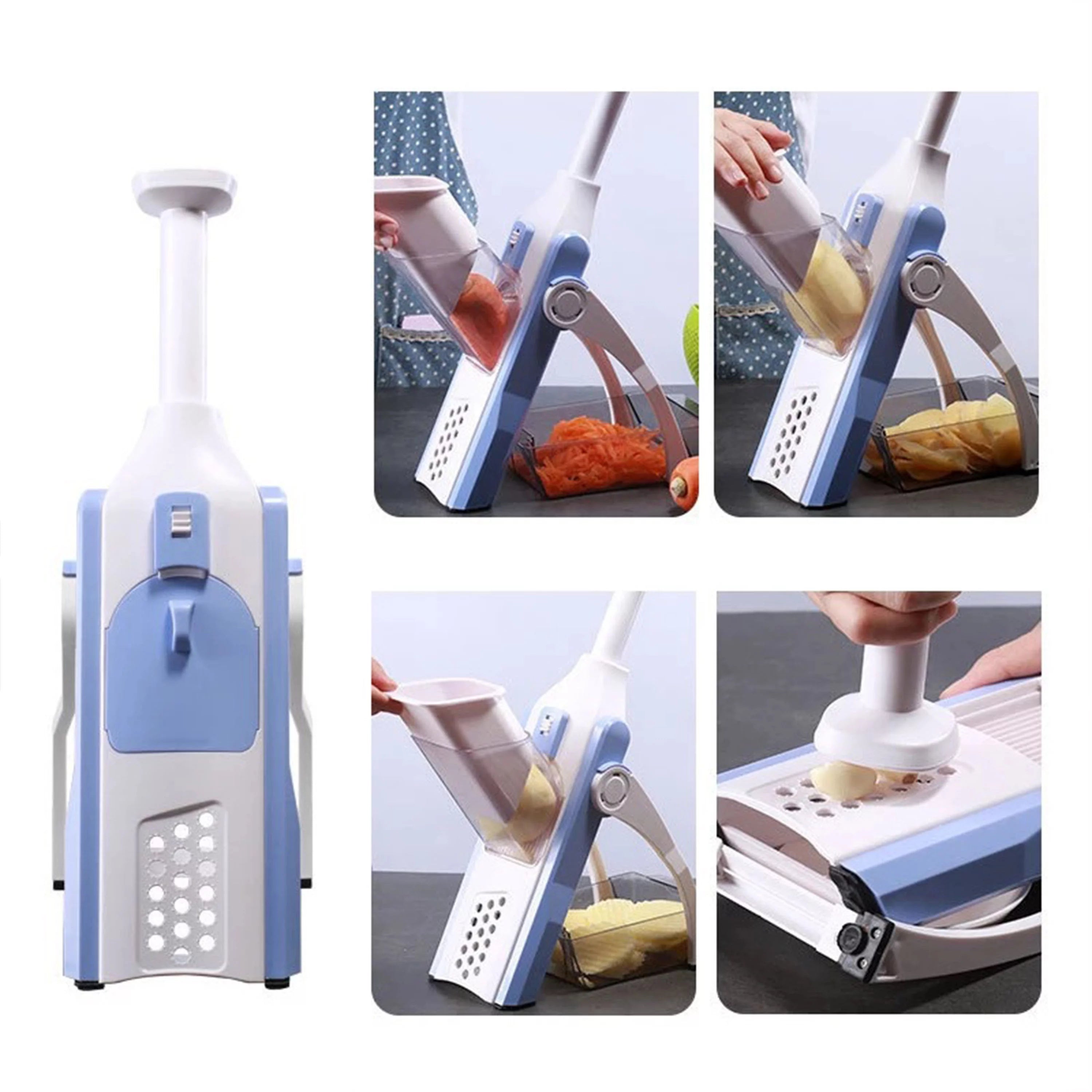Blue Adjustable Blade Mandoline Vegetable Slicer D414370