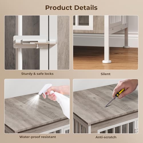 78 Inch Extra Large Double Dog Kennel Furniture with Removable Divider G93482