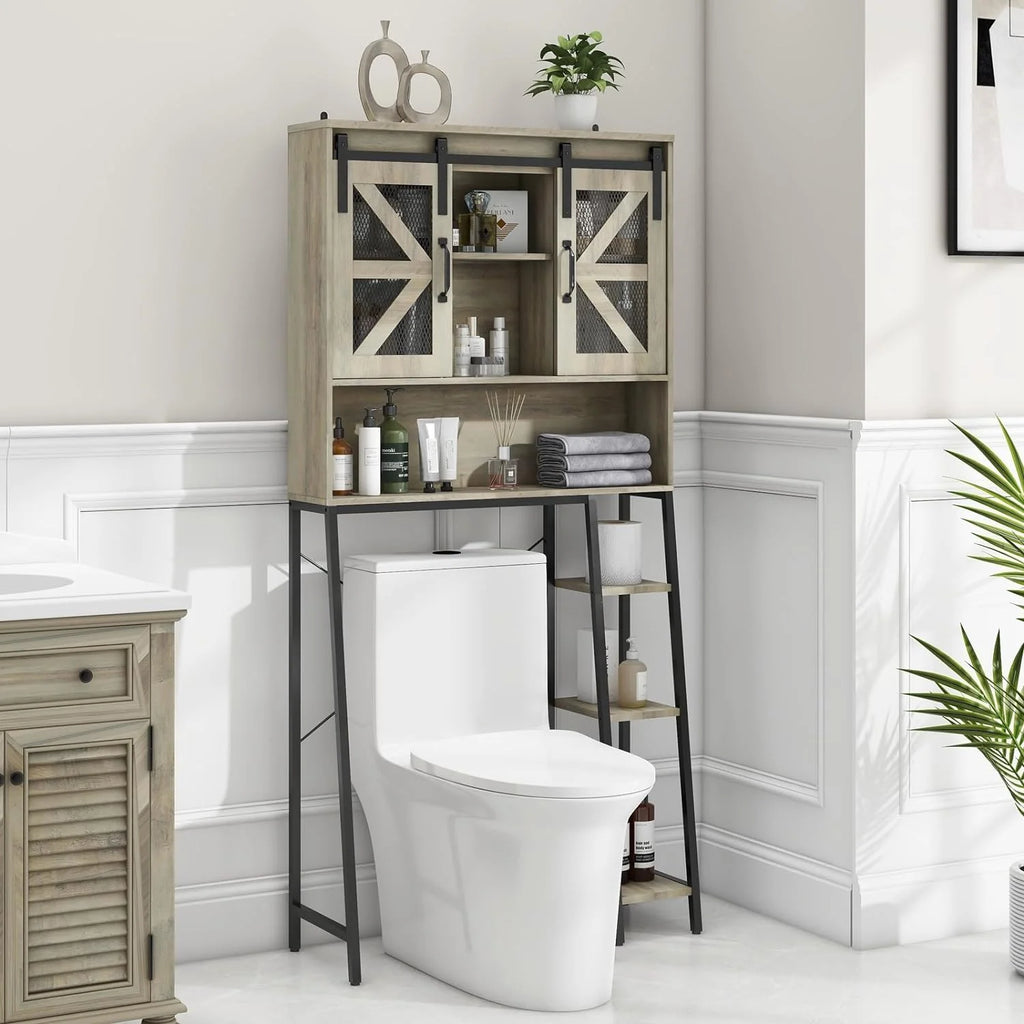 Over The Toilet Storage Cabinet with Sliding Barn Door H719