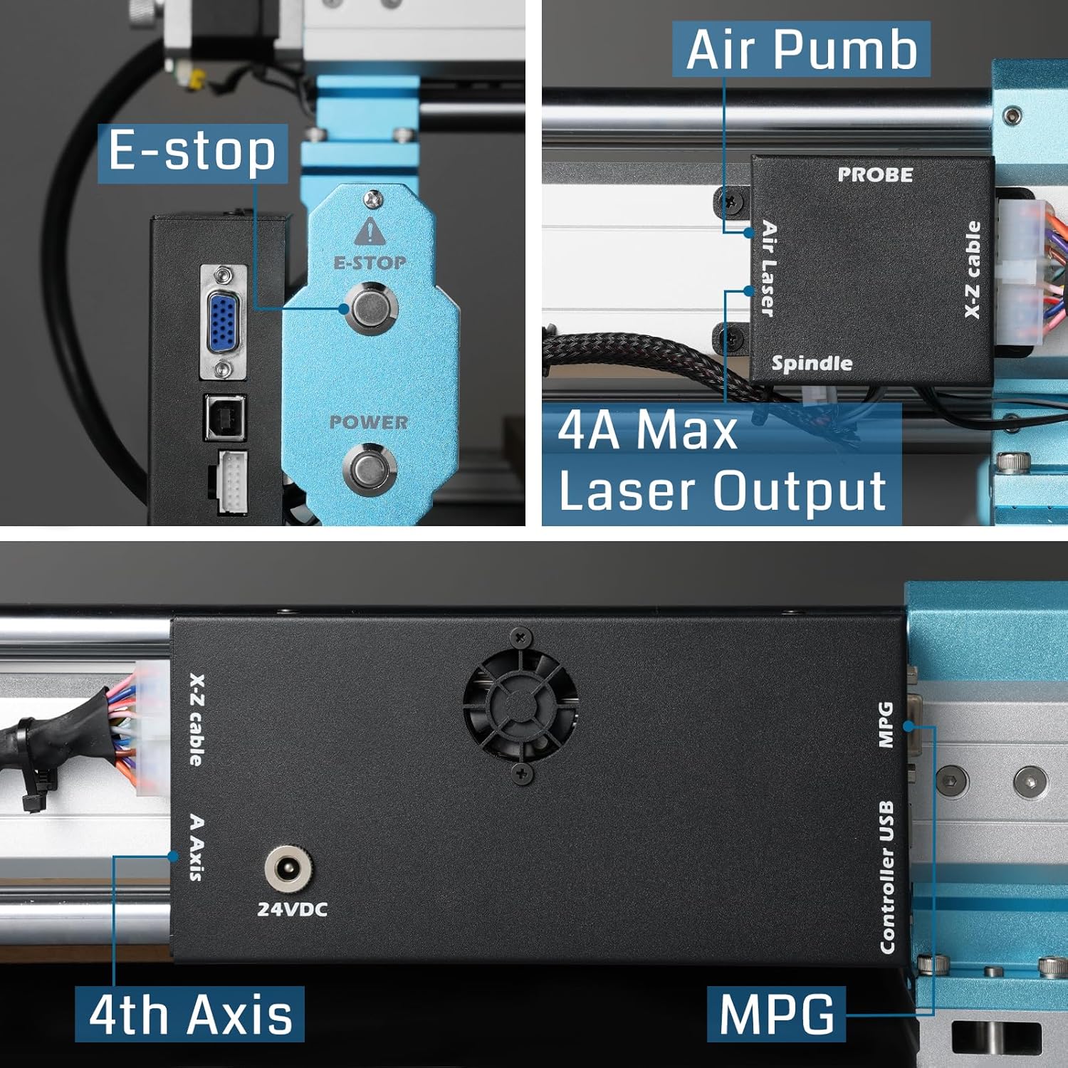 4040-PRO CNC Machine with 65mm Diameter Palm Trimmer Router A2942