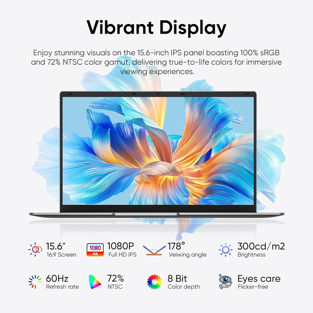 15.6" Windows 11 Pro Laptop, 8GB RAM 256GB Storage, Intel Celeron N4000, Silver U1514