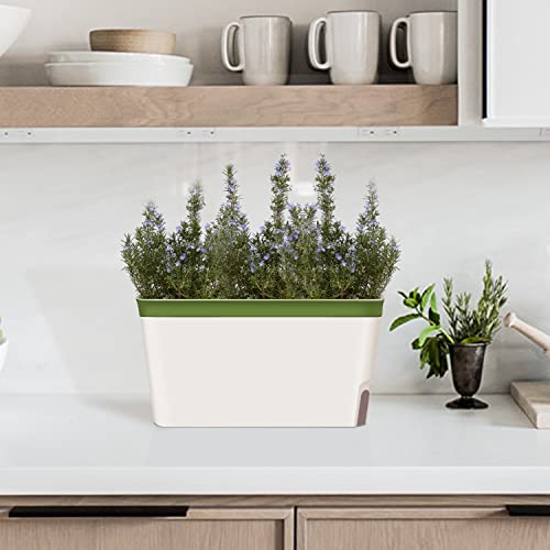 Self Watering Planter Pots Window Box Set of 6 Green Q4635