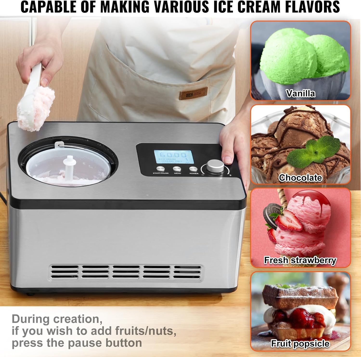Stainless Steel Automatic Ice Cream Maker, 2 Quart D899