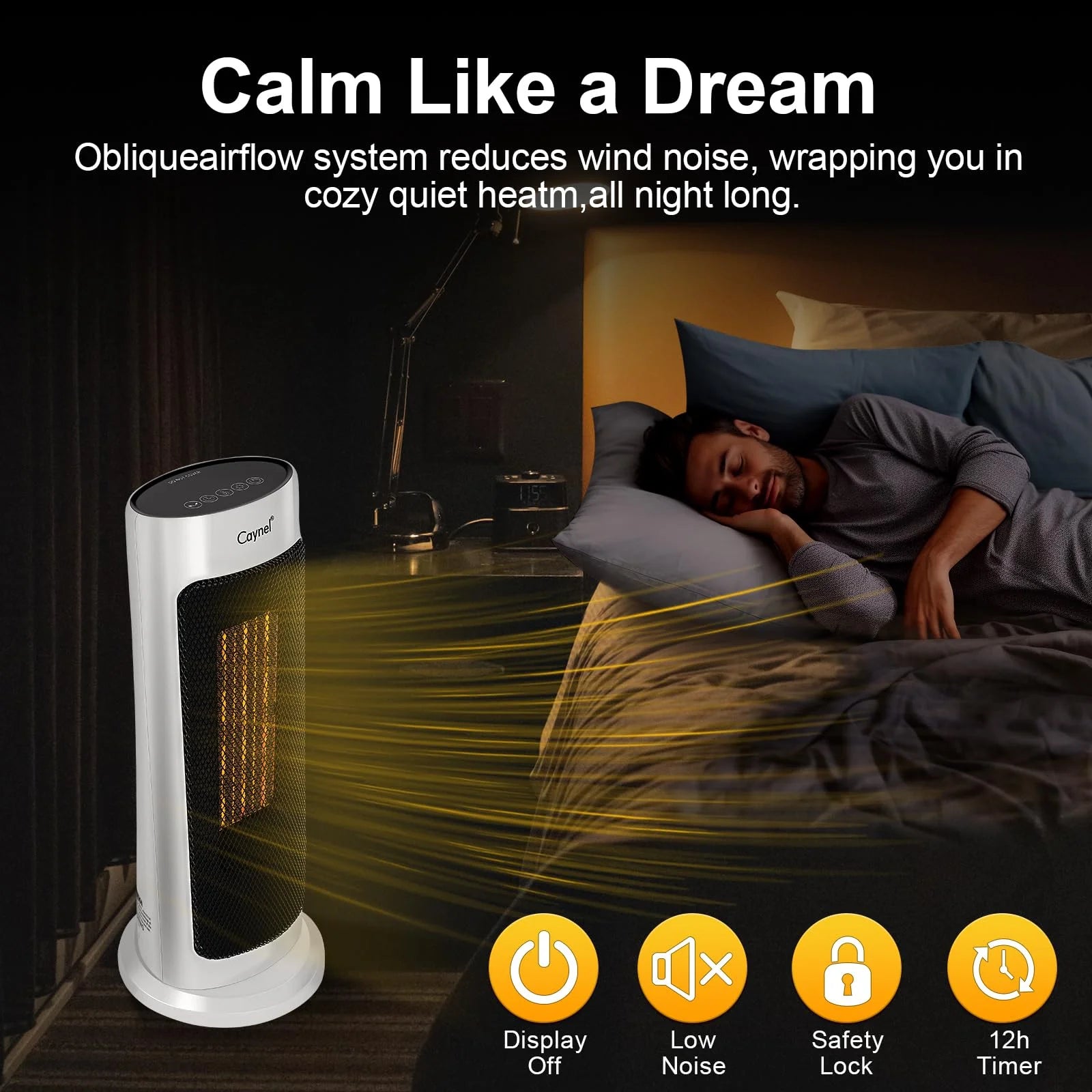 Oscillating Tower Ceramic Electric Space Heater with Thermostat Timer 1500W White Z366