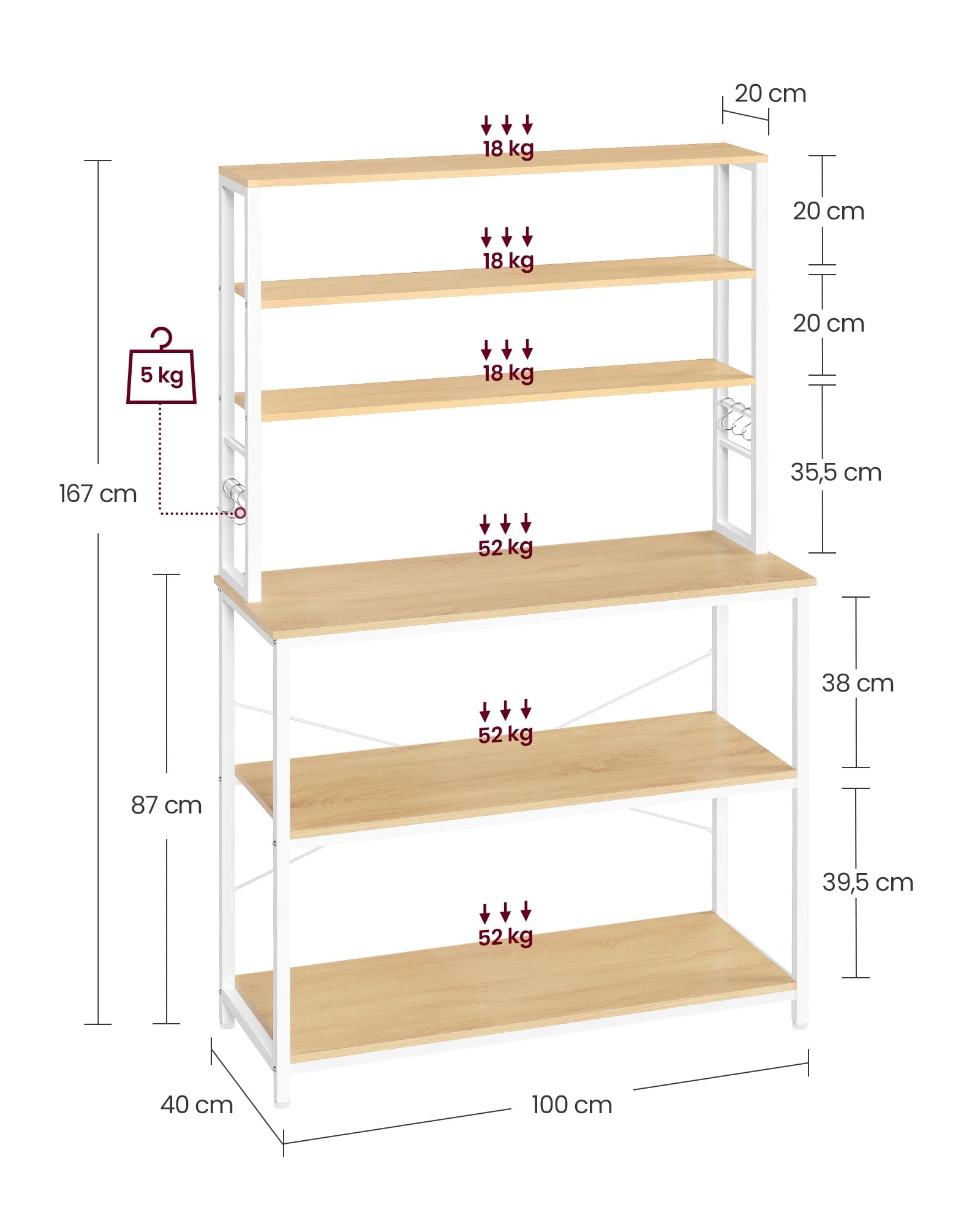 Oak and White Microwave Stand with Storage Shelf T227953