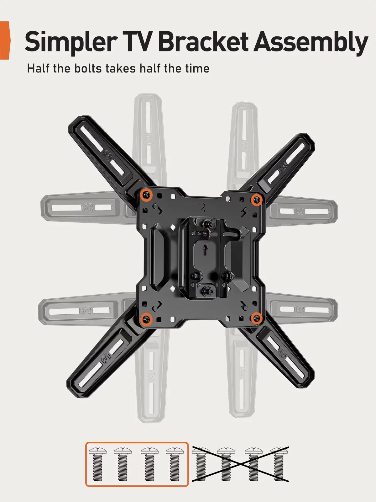 Full Motion TV Wall Mount for 26-60 inch LED LCD Flat Curved Screen TVs, Max 400x400mm, up to 82 lbs I412
