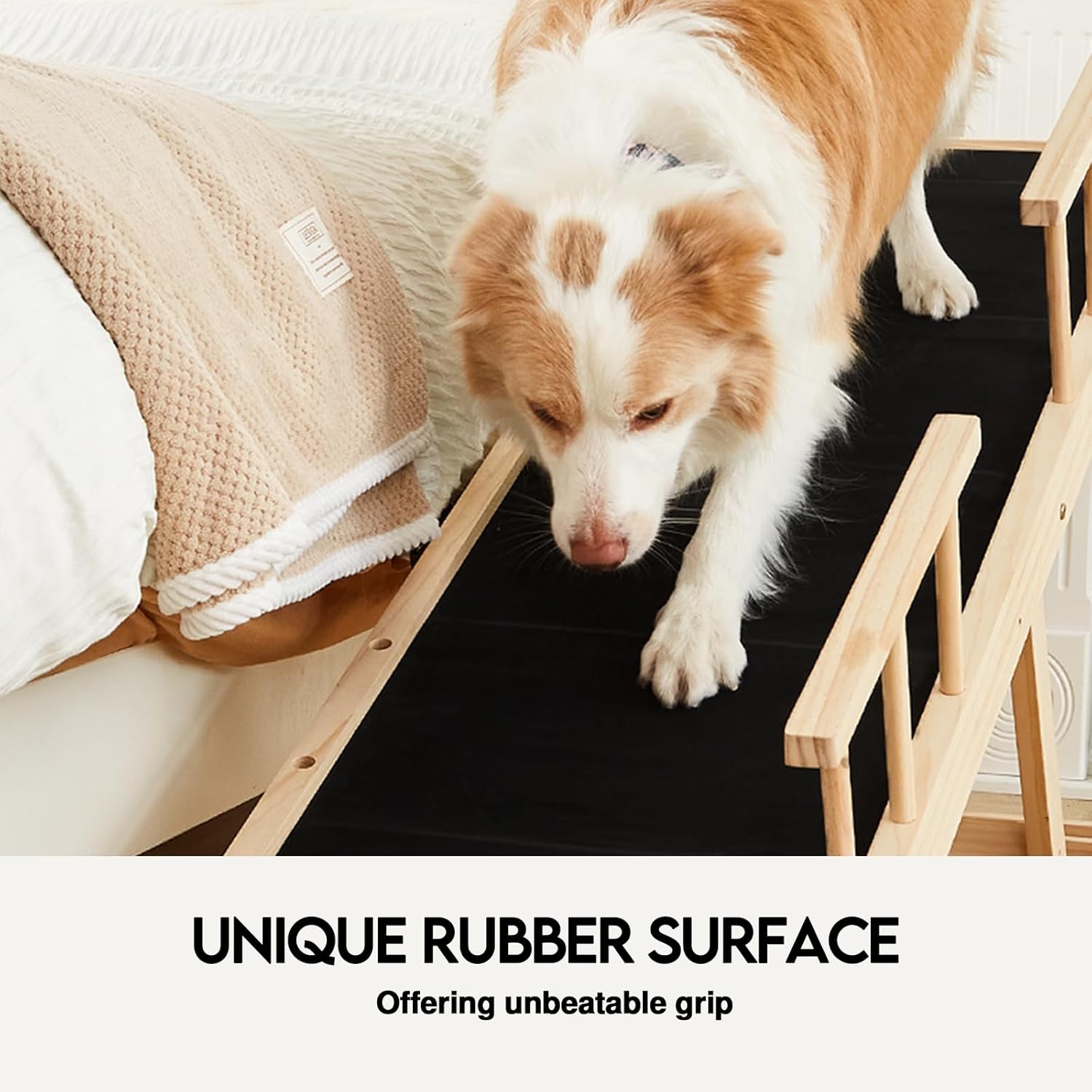 Non-Slip Folding Wooden Dog Ramp with Safety Railings I126872