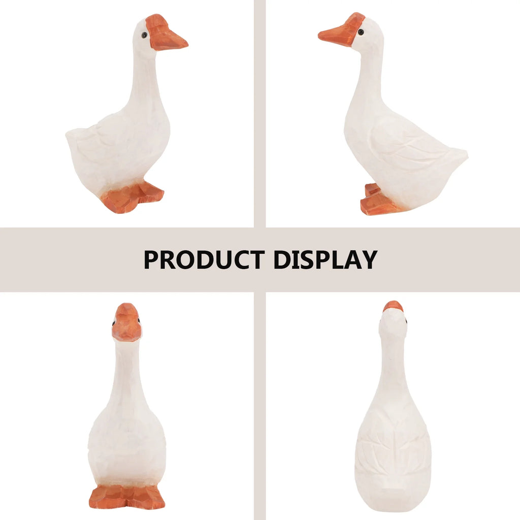 White 11x6cm Wooden Goose Ornaments T959