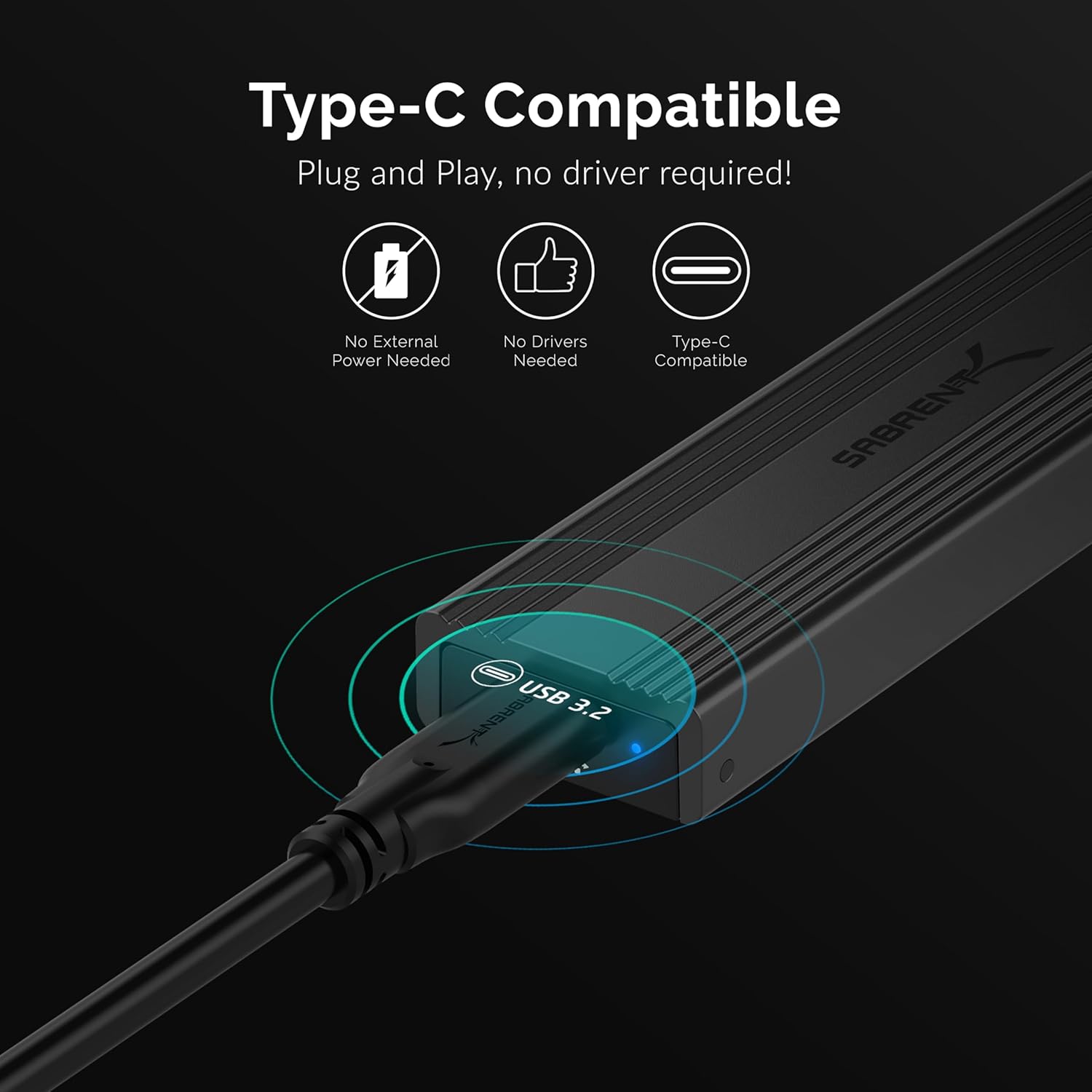 USB 3.2 10Gbps Type C Tool Free Enclosure for M.2 PCIe NVMe and SATA SSDs T93355