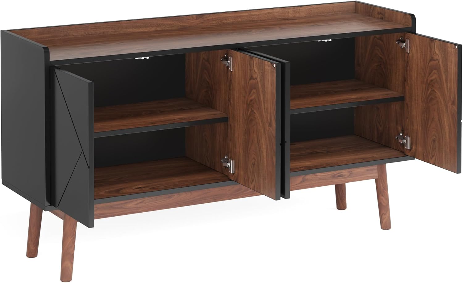 Black 55" Wood Sideboard Cabinet with Doors U7871