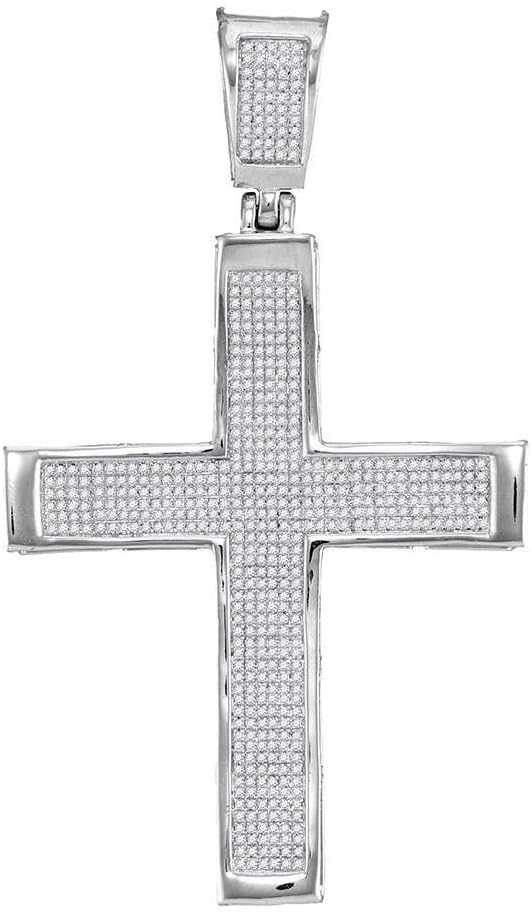10k White Gold Diamond Cross Charm Pendant L47193