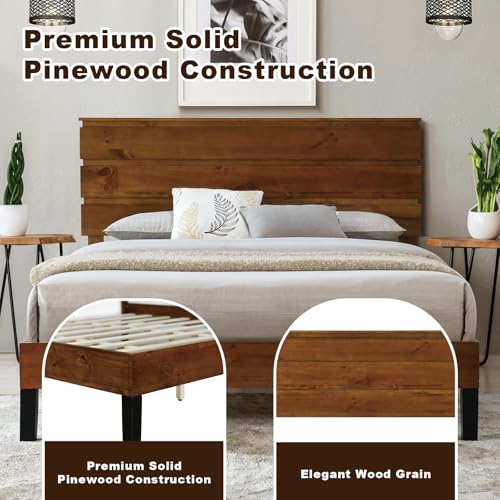 Brown Solid Wood Queen Size Platform Bed I24989