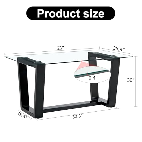 Glass Dining Table Set for 6 with Black Bracket Pedestal B507