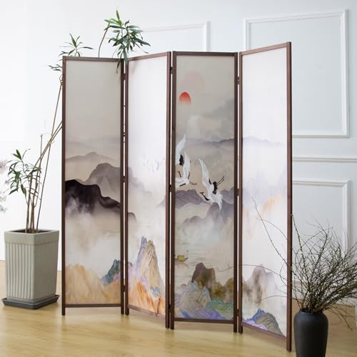 6 Panel Double Faced Room Divider Folding Wall Divider, 67" H x 94.5" W I765