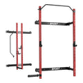 Folding Squat Rack with Pull Up Bar, J Hooks and Landmine Attachments, 1000 LBS Capacity P7324