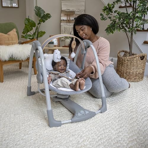 2-in-1 Compact Portable Automatic Baby Swing & Infant Seat, Battery-Powered Vibrations, 0-9 Months 6-20 lbs R9532