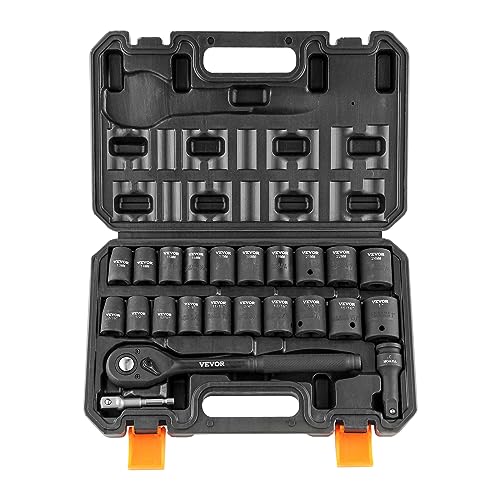23 Piece SAE Metric Cr-V Alloy Steel Impact Socket Set with Storage Case X901535
