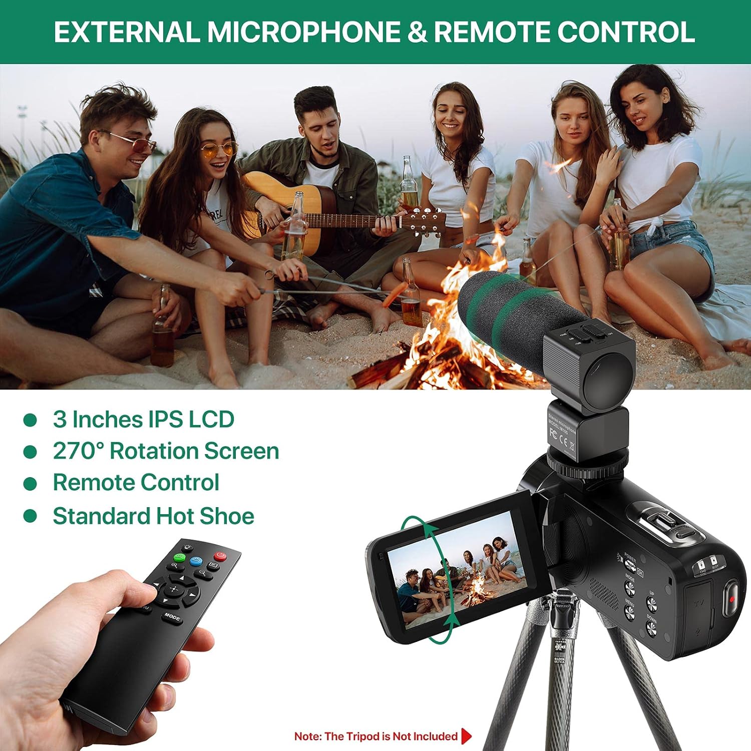 2.7K Ultra HD 36MP Video Camera with Remote Control P933785