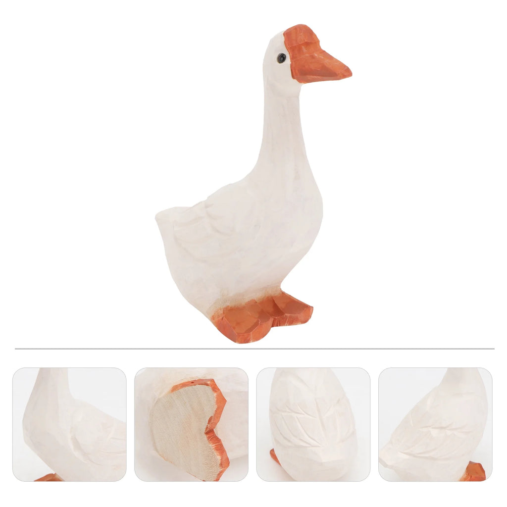 White 11x6cm Wooden Goose Ornaments T959