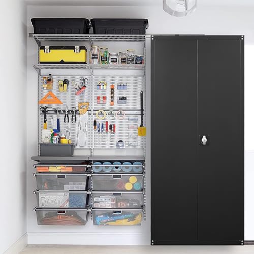 Black Metal Storage Cabinet with Locking Door and 4 Adjustable Shelves Z6360