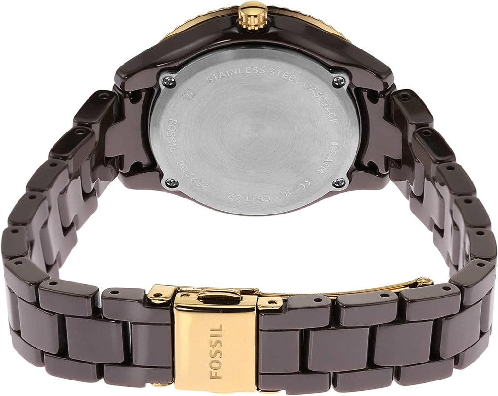 Stella Mini Quartz Stainless Steel and Ceramic Three-Hand Watch, Brown Z3994