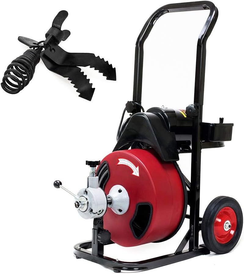 50-Feet Long 1/2 Cable Drain Auger Cleaner with Cutter Set & Foot Switch S379219
