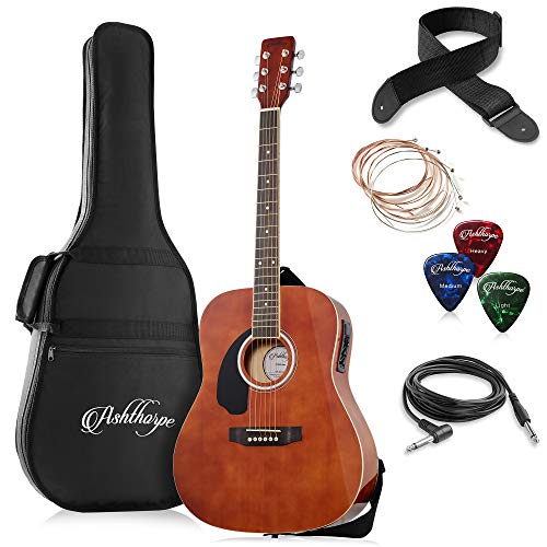 Full-Size Left-Handed Dreadnought Acoustic-Electric Guitar Brown R52133