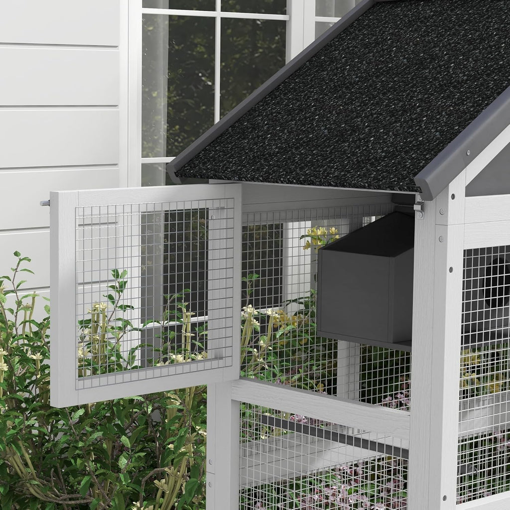 Gray Wooden Bird Cage with Slide-Out Tray I345921