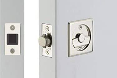 Square Tubular Privacy Pocket Door Lock Satin Nickel L5343