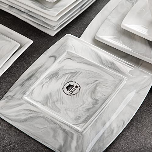 30 Piece Ivory White Porcelain Square Dinnerware Set N577580