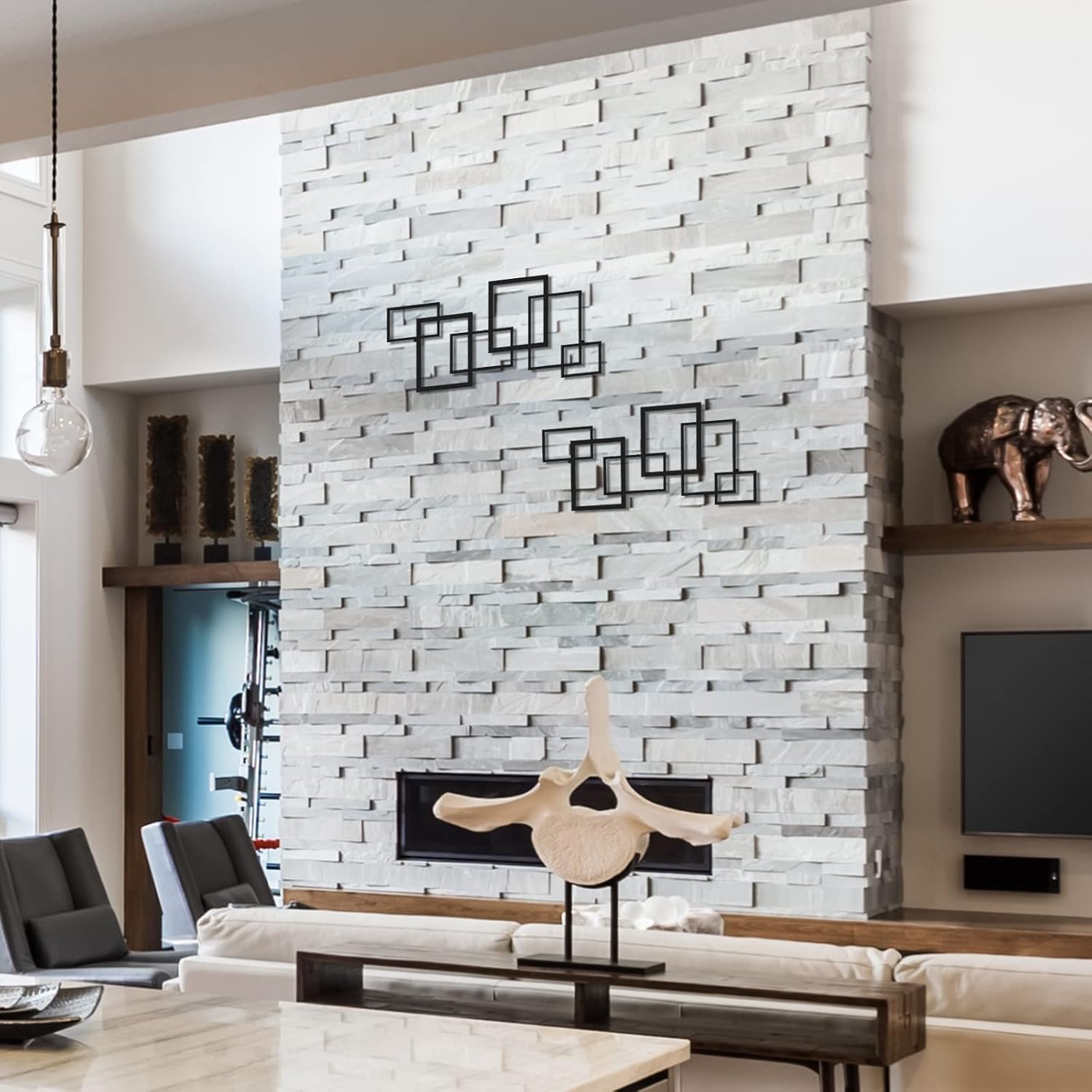 2 Pcs Black Metal Wall Art D86843