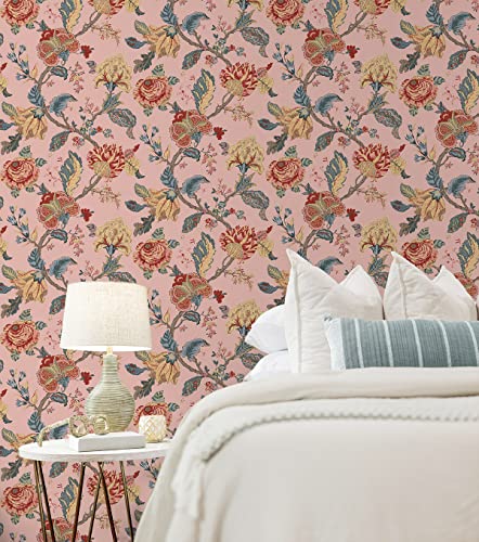 Victorian Jade Floral Peel and Stick Wallpaper U90475