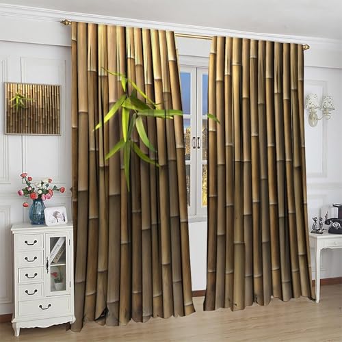 Blackout Bamboo Print Curtains 52" W X 84" L X914587