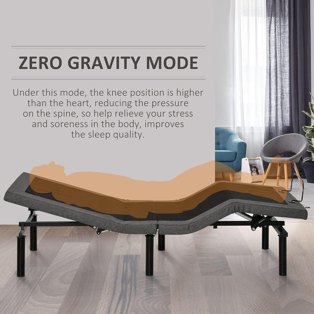 Gray Twin XL Adjustable Bed Frame with Wireless Remote O14256