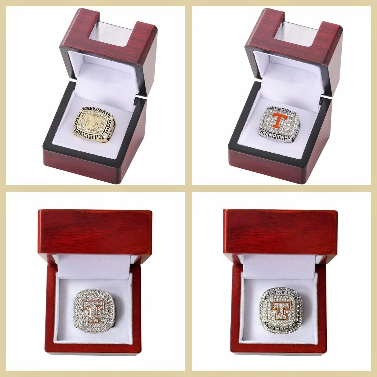 1998 2008 2015 2022 National Championship Ring Set in Sandalwood Box C837