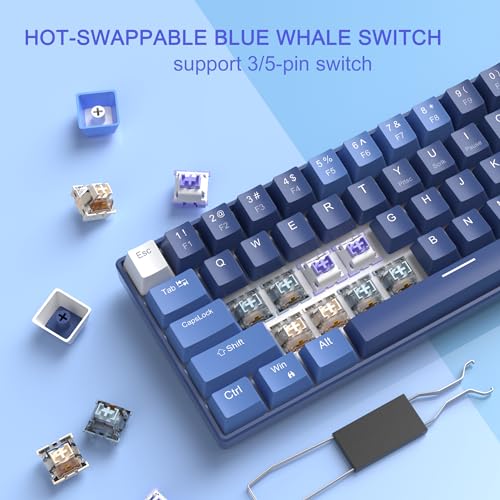 Dark Blue 68 Keys Compact Mechanical Keyboard T500374