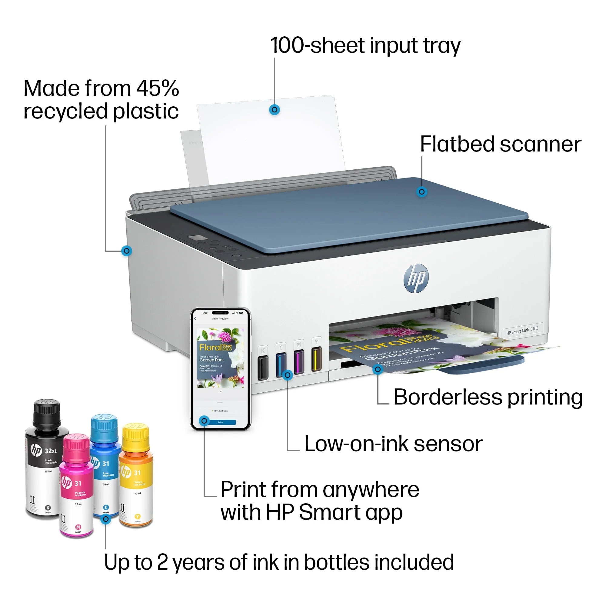 Wireless All-in-One Color Inkjet Tank Printer F9275