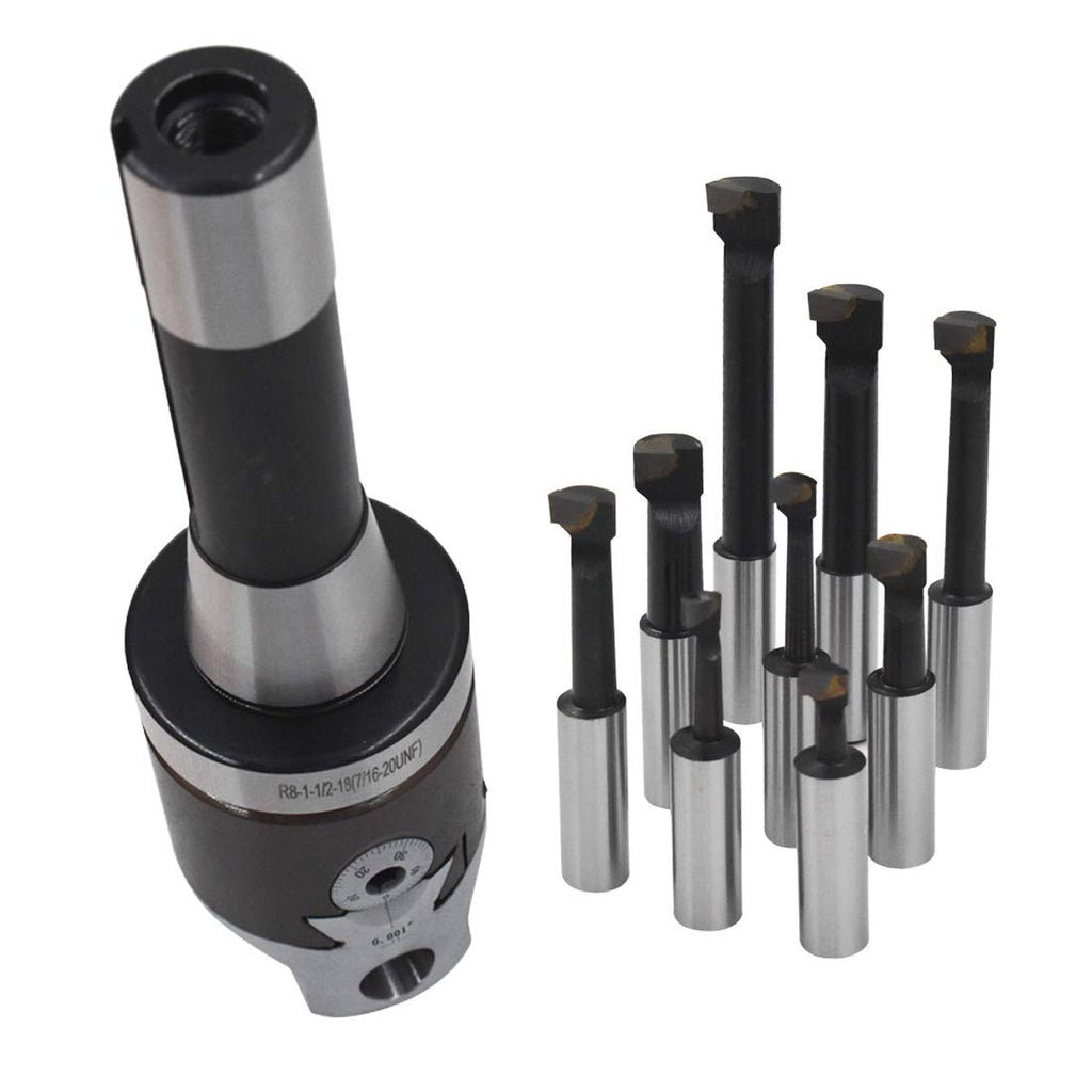 9pcs R8 Shank 1/2 Carbide Boring Bar Set C1259