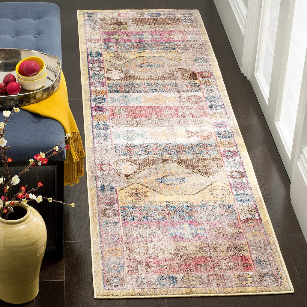 2'3" x 8' Multi Boho Distressed Runner Rug L813