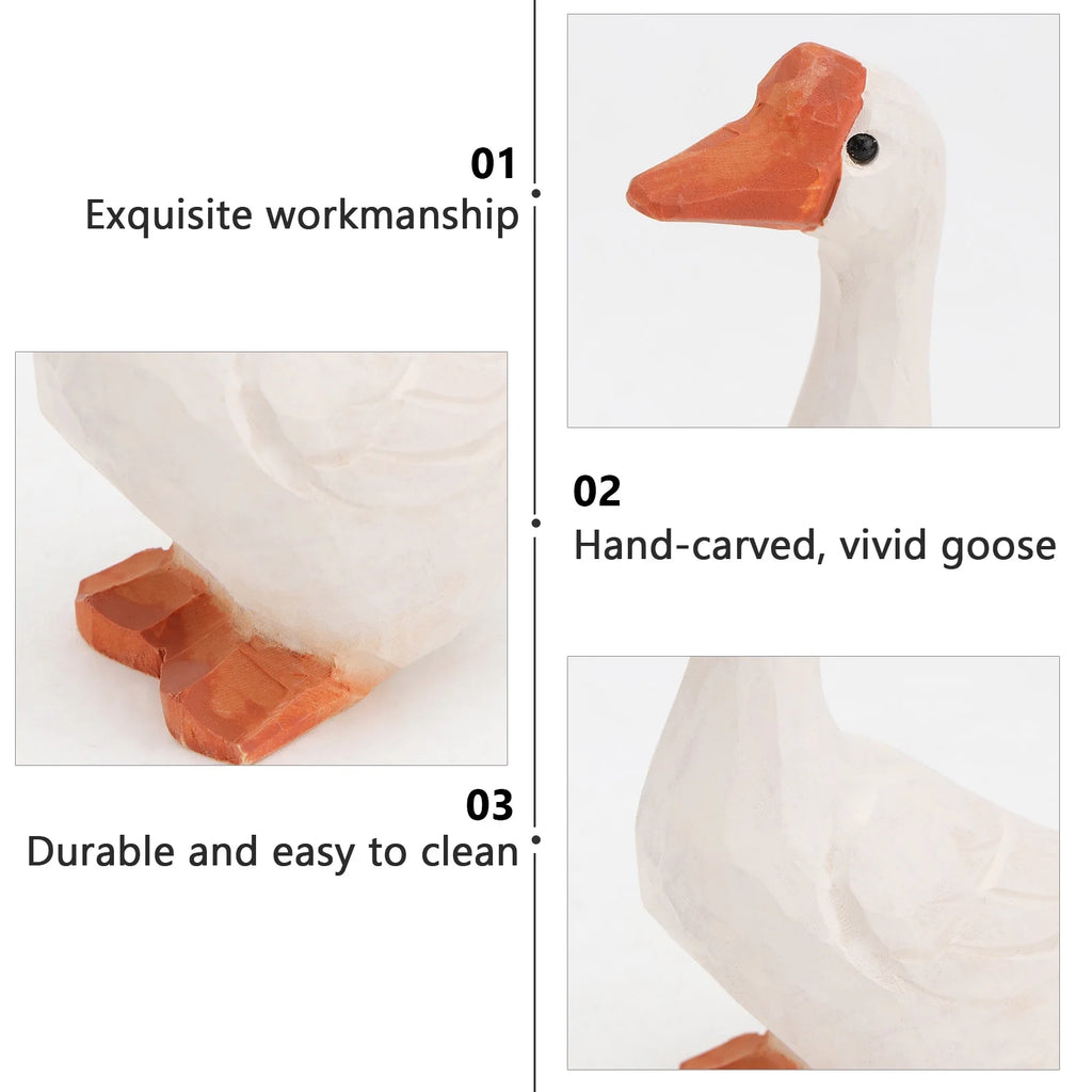 White 11x6cm Wooden Goose Ornaments T959