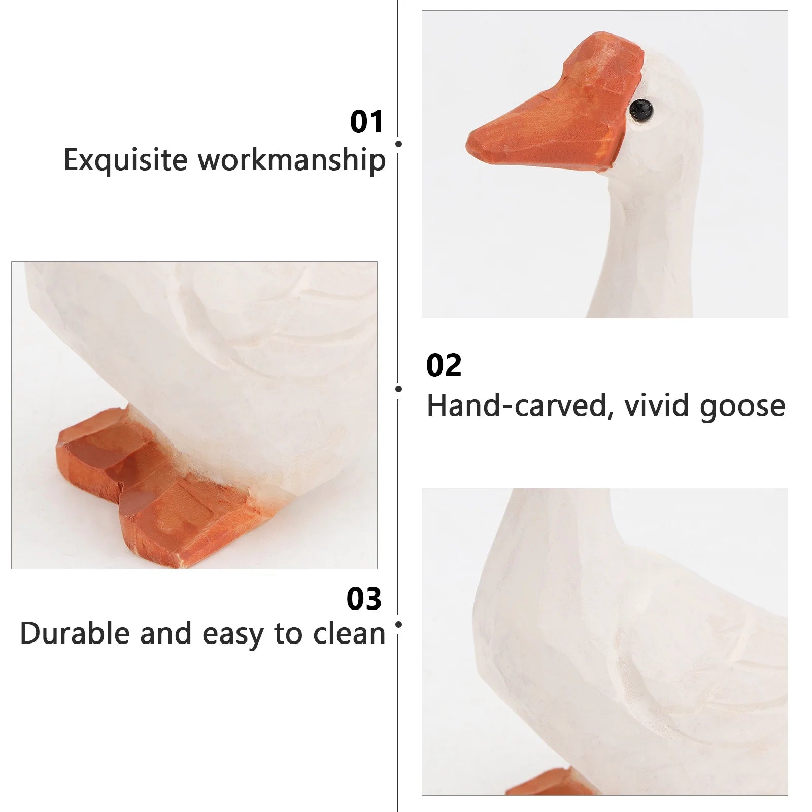 White 11x6cm Wooden Goose Ornaments T959