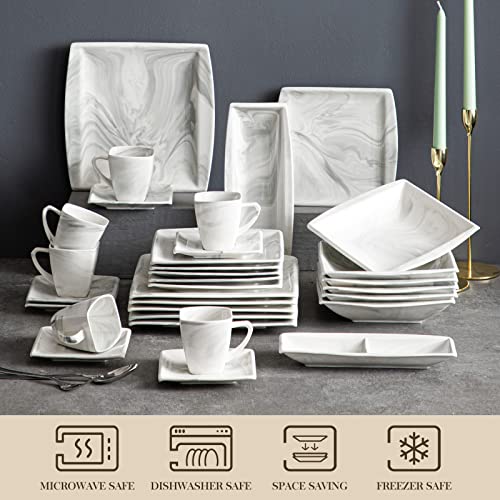30 Piece Ivory White Porcelain Square Dinnerware Set N577580