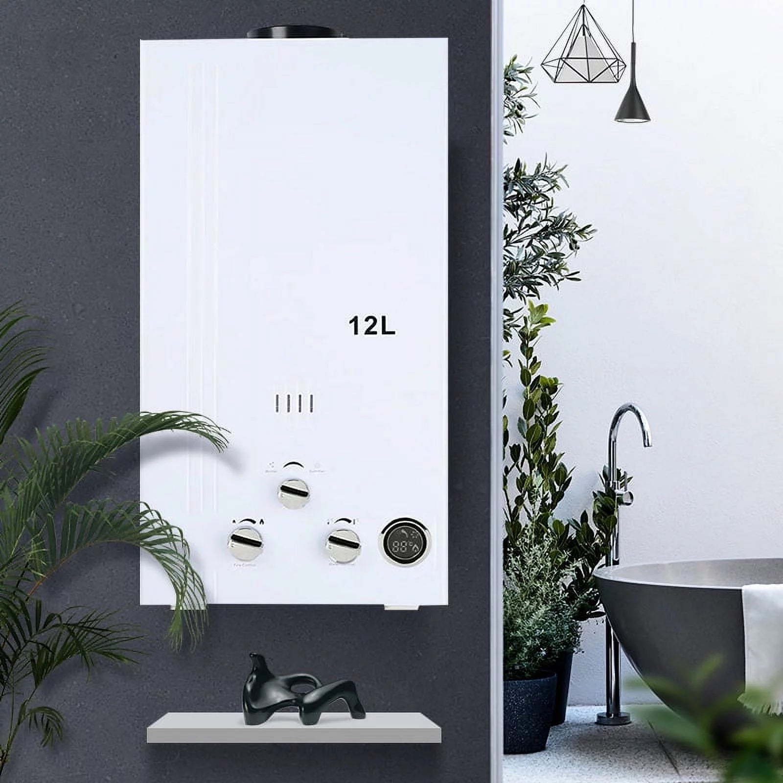 12L Tankless Water Heater LPG Liquid Propane Gas Instant Hot Boiler with Digital Display W63539