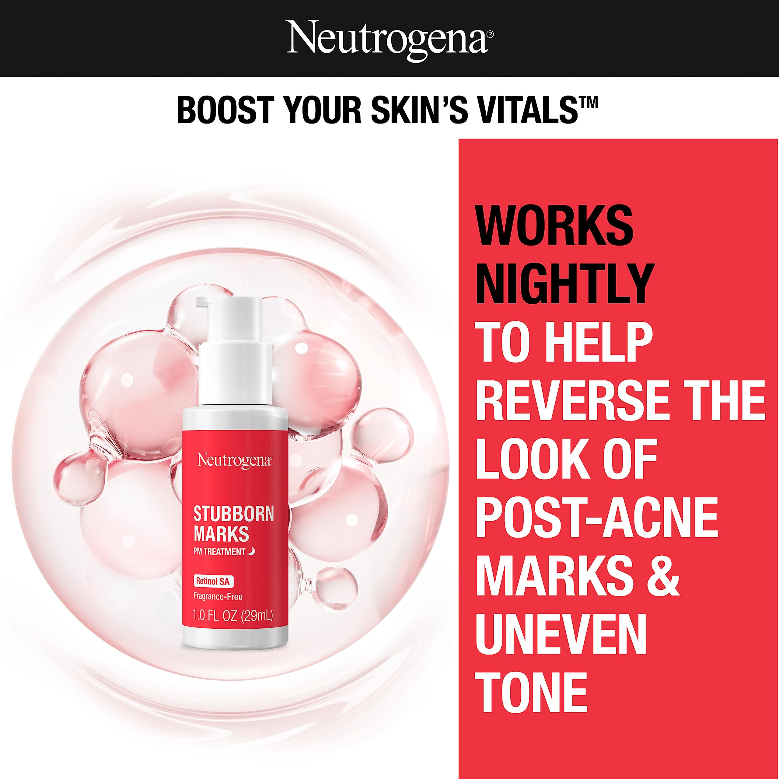 Stubborn Marks Pm Treatment With Retinol Sa, Face-Exfoliating Treatment, Oil-Free, Non-Comedogenic, Unscent H30704