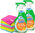 Citrus Bathroom Cleaner Spray, 32 fl oz, 2 Pack with 8 Count Microfiber Cleaning Cloths T95033