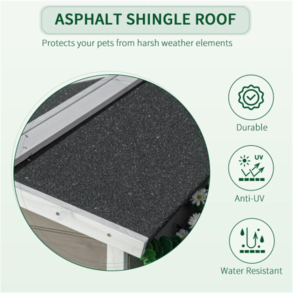 Dark Gray Wooden 2-Floor Cat Shelter with Asphalt Roof G42865