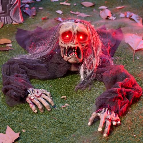 Halloween Zombie Decoration with Glowing Eyes and Sound C63970