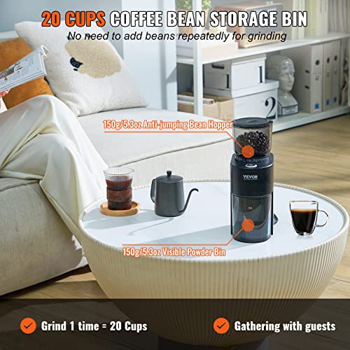 Silver Electric Conical Burr Coffee Grinder with 51 Grind Settings, 9.7 oz H25983