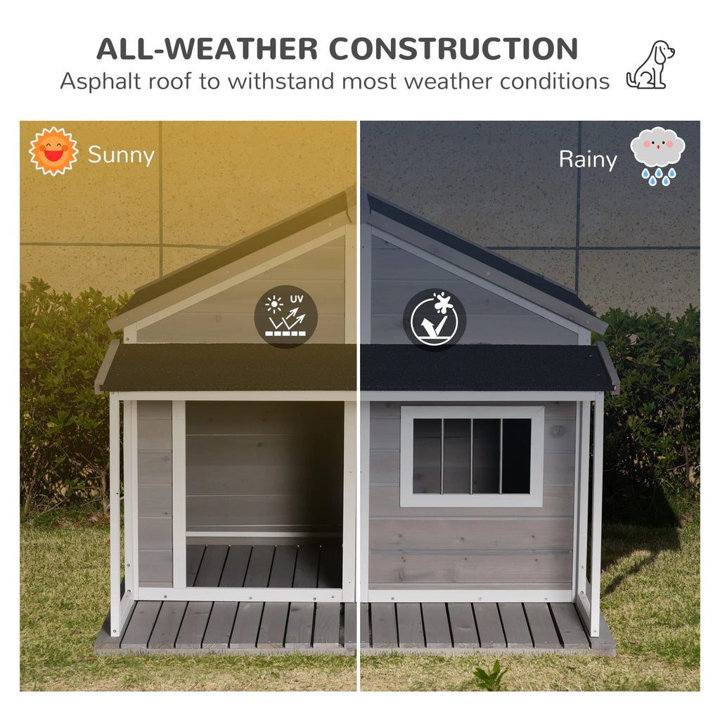 Grey Wooden Outdoor Dog House with Asphalt Roof Z52755