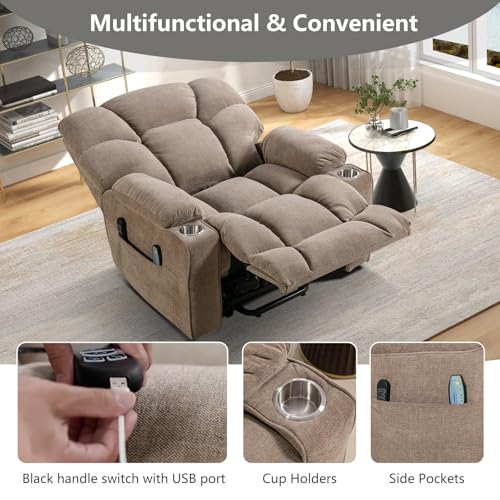 Oversized Power Lift Recliner Chair Brown W716756
